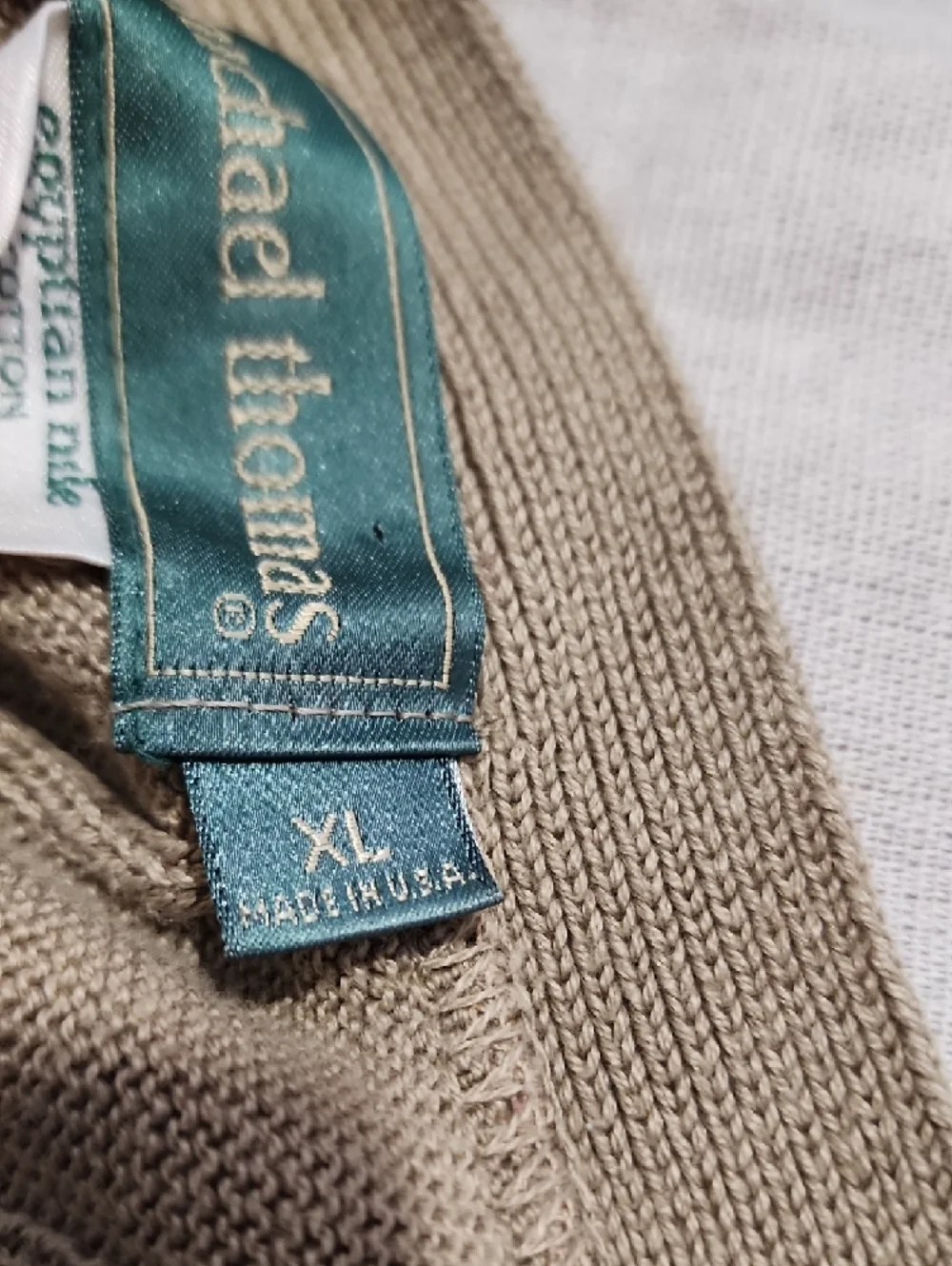 Vtg USA Made Egyptian Cotton Classic‎ Cable-Knit Button Vest in Beige